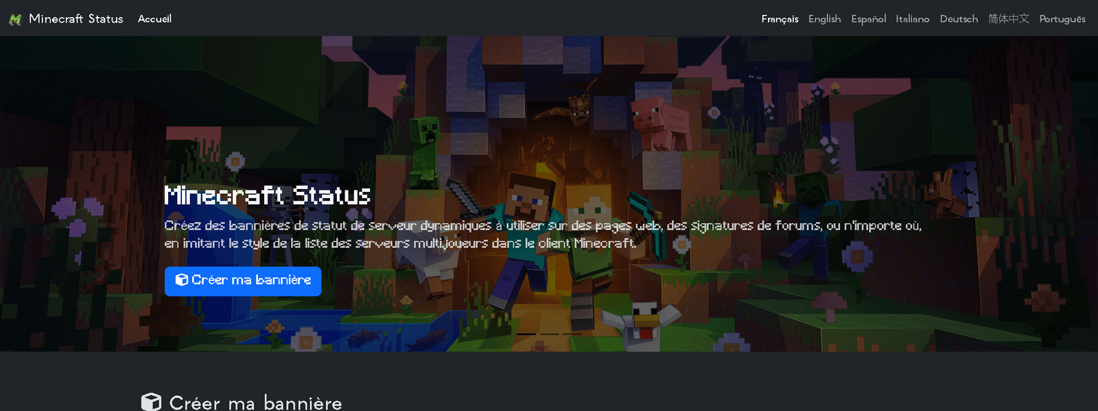 Minecraft-Stat.us - projet réalisé par Nity Pro (Florian LEROY)