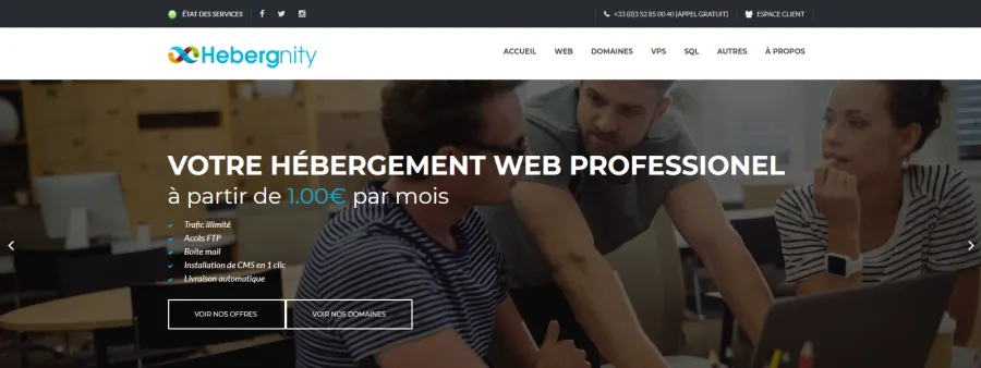 Hebergnity — réalisation Nity Pro