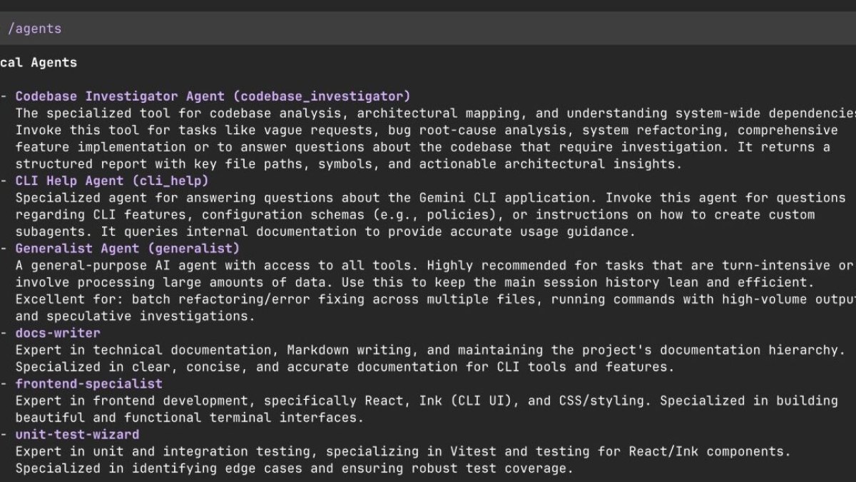 Gemini CLI peut désormais déléguer ses tâches complexes à des agents spécialisés